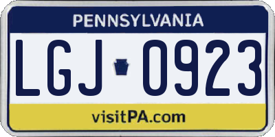 PA license plate LGJ0923