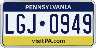 PA license plate LGJ0949