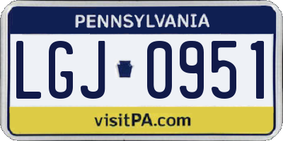 PA license plate LGJ0951