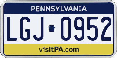PA license plate LGJ0952