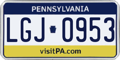 PA license plate LGJ0953