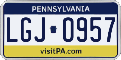 PA license plate LGJ0957
