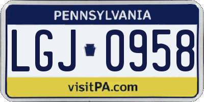 PA license plate LGJ0958