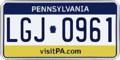 PA license plate LGJ0961