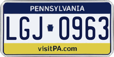 PA license plate LGJ0963