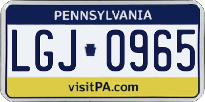 PA license plate LGJ0965