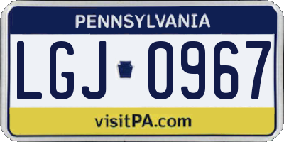 PA license plate LGJ0967