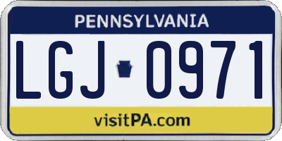 PA license plate LGJ0971