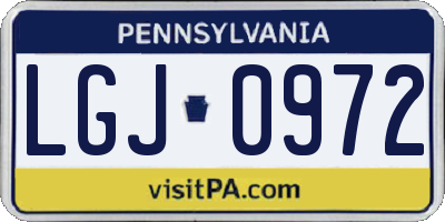 PA license plate LGJ0972