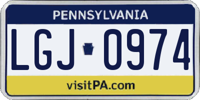 PA license plate LGJ0974