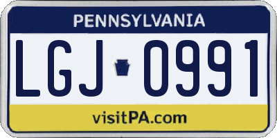 PA license plate LGJ0991