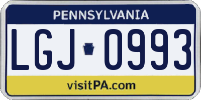 PA license plate LGJ0993