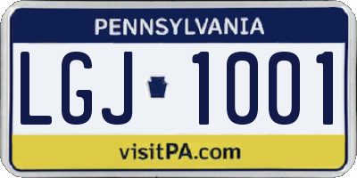 PA license plate LGJ1001