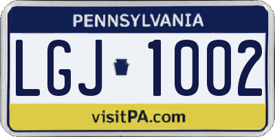 PA license plate LGJ1002