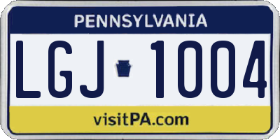 PA license plate LGJ1004