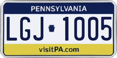 PA license plate LGJ1005