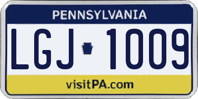 PA license plate LGJ1009