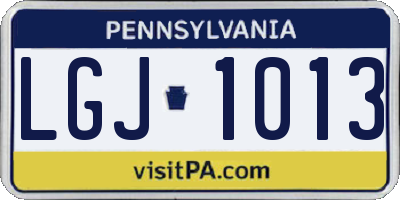 PA license plate LGJ1013
