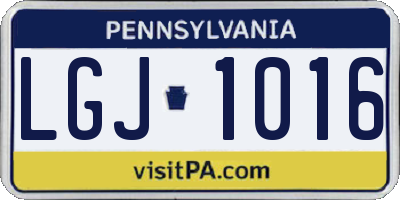 PA license plate LGJ1016