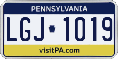 PA license plate LGJ1019