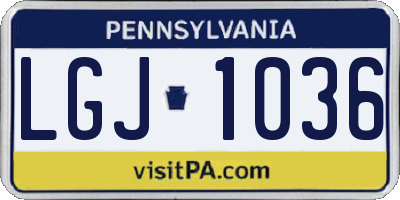 PA license plate LGJ1036