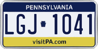 PA license plate LGJ1041