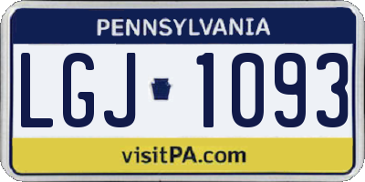 PA license plate LGJ1093