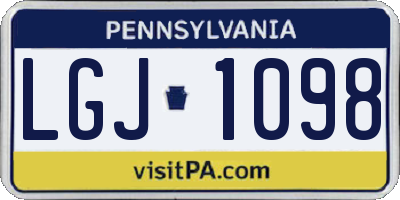 PA license plate LGJ1098