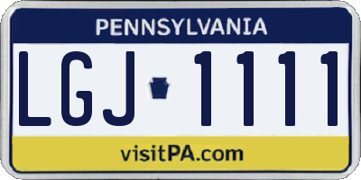 PA license plate LGJ1111