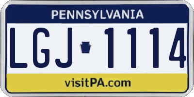 PA license plate LGJ1114