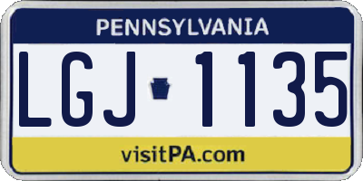 PA license plate LGJ1135