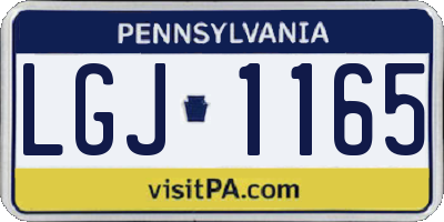 PA license plate LGJ1165