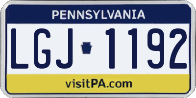 PA license plate LGJ1192