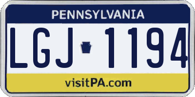PA license plate LGJ1194