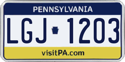 PA license plate LGJ1203