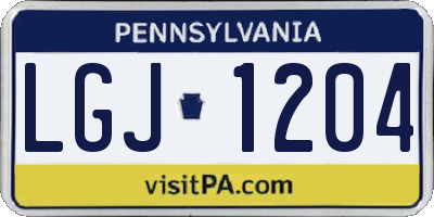 PA license plate LGJ1204