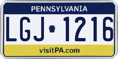 PA license plate LGJ1216