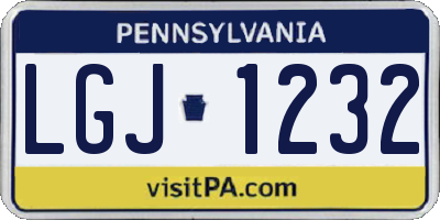 PA license plate LGJ1232