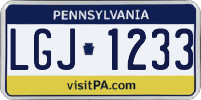 PA license plate LGJ1233