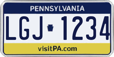 PA license plate LGJ1234