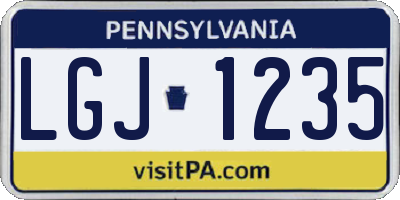 PA license plate LGJ1235