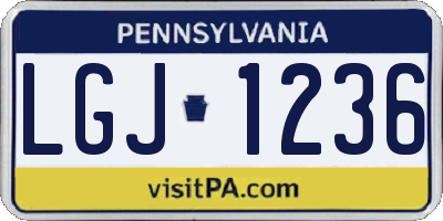 PA license plate LGJ1236