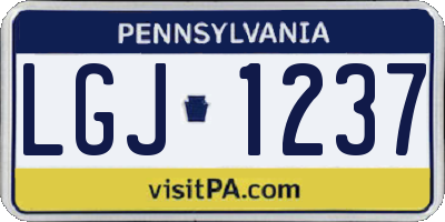 PA license plate LGJ1237