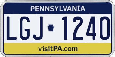 PA license plate LGJ1240