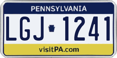 PA license plate LGJ1241