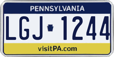 PA license plate LGJ1244