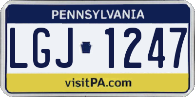 PA license plate LGJ1247