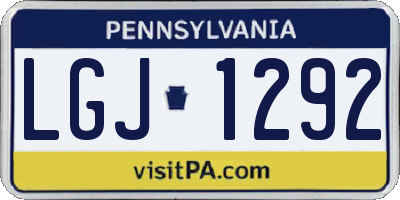 PA license plate LGJ1292