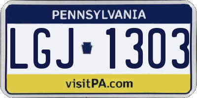 PA license plate LGJ1303