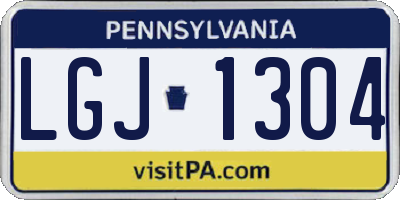 PA license plate LGJ1304